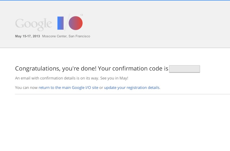 Google IO confirmation